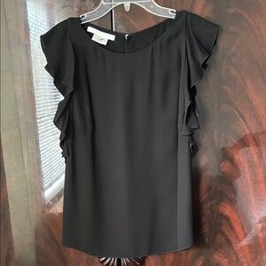 Les Copains Made in Italy Black Ruffle Sleeve Top
